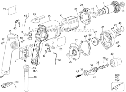 Page A Diagram and Parts List for G4063SD Type 1 Black and Decker Electric Drill
